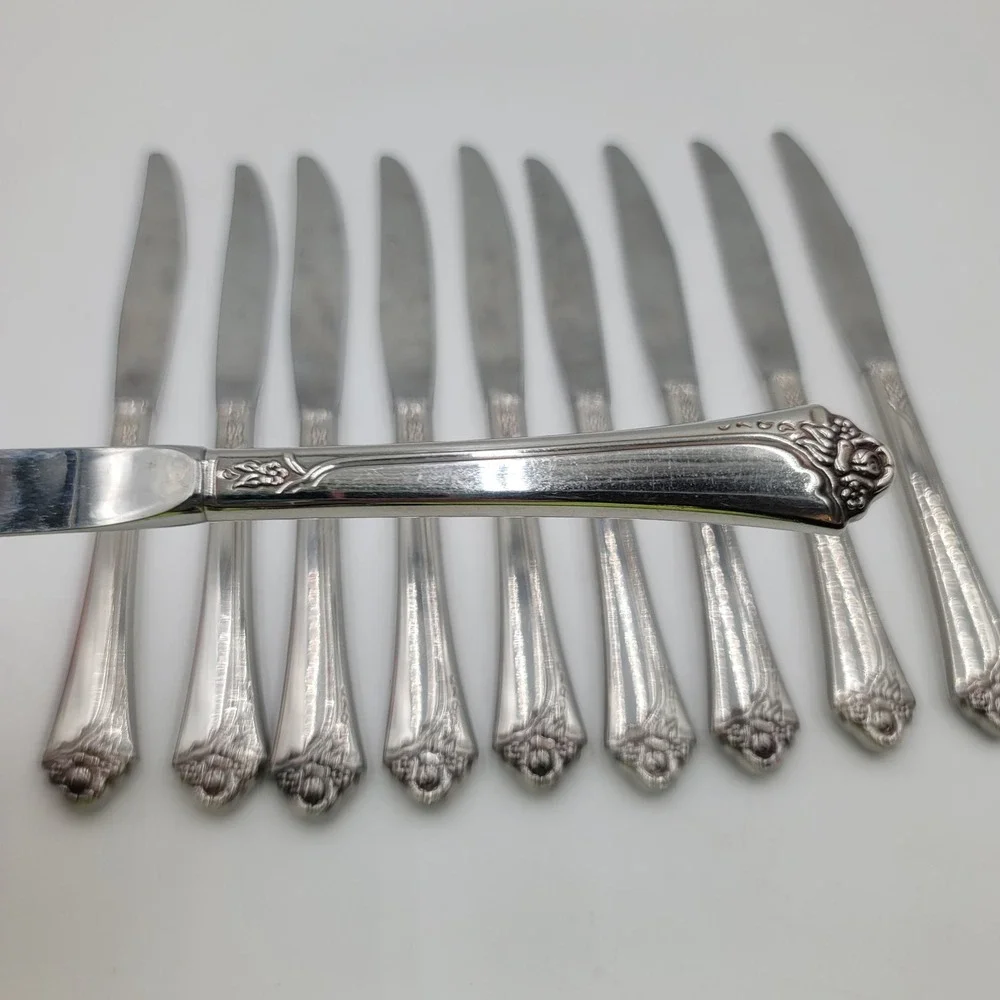 Fantasy Rose Stainless Steel Dinner Knives Floral Pattern Set of 10‎ Pieces